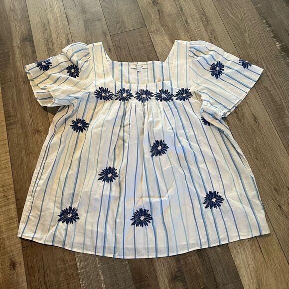Madewell Floral Embroidered
Butterfly Top in Stripe size M - Picture 1 of 8